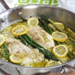 Creamy Lemon Pesto Cod with Asparagus | thefitfork.com