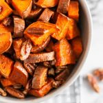 Roasted Sweet Potatoes with Buttery Brown Sugar Pecans - Meg's Everyday  Indulgence