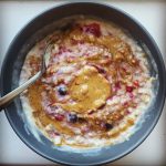 Peanut Butter and Berry Porridge – also known as Best Weekday Breakfast  (VG, GF option)