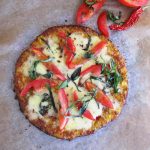 Low-calorie Cauliflower crust Pizza - Paleo, vegetarian, gluten free.