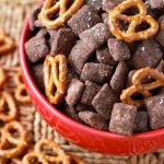 Salted Chocolate Puppy Chow with Pretzels - Your Cup of Cake