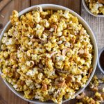 Curry Caramel Popcorn with Cashews and Coconut