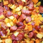 TIP GARDEN: Kielbasa, Apple, Bacon, Sweet Potato Skillet Meal