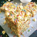 White Chocolate Chip Birthday Cake Blondies | Beat Bake Eat