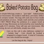 Instruction card for potato bag. Made for someone for their up coming craft  fair.: | Potato bag, Crafts sewing projects, Baked potato microwave