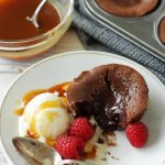 Quick Lava Cakes with Salted Caramel Sauce - Living on Cookies
