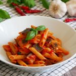 Penne all'arrabbiata; Italian dish with aubergine - PassionSpoon