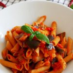 Penne all'arrabbiata; Italian dish with aubergine - PassionSpoon