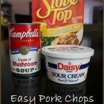 Ingredients: 4 Pork Chops 1 Box Stove Top Stuffing Mix 1 Can Cream of Mushroom  Soup 1/2 Cup Sour Cream 1/4 Cup W… | Crockpot pork, Easy pork chops, Stuffing  recipes