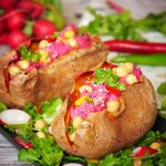 Hummus stuffed baked sweet potato - PassionSpoon recipes