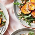 Sweet Potato Medallions with Almond Sauce and Chickpea Salad – Nicole Hore