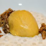 Tapioca Coconut Pudding, Mango Sorbet and Brittle – Oven-Dried Tomatoes