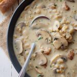 Cream of Mushroom Soup with Sausage and Pearl Barley - Scruff & Steph
