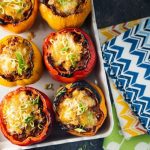 Mexican Quinoa Stuffed Peppers with Yogurt Avocado Sauce