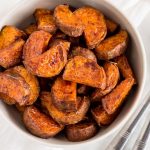 Maple Cinnamon Roasted Sweet Potatoes - Always Nourished