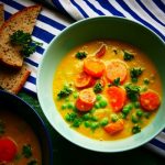 Carrot green peas soup; soul-warming dish - PassionSpoon recipes