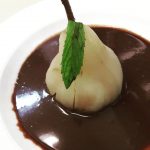 Poached Pear with Chocolate Sauce – Romayne's Kitchen