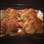 Cornish Hen. 350 degrees, 55 minutes. Clean hens then baste with melted  mixture of 1/4 c olive oil/pat of butter/cloves of minced … | Cooking  recipes, Recipes, Food