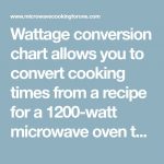 Wattage conversion chart allows you to convert cooking times from a recipe  for a 1200-watt micr… | 700 watt microwave, Cooking conversion chart,  Cooking conversions
