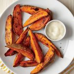 How to Make Roasted Sweet Potato Wedges with Yogurt Dipping Sauce | Cooking  Light