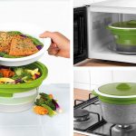 Salter BW06259 DUOsteam Healthy Microwave Vegetable, Meat and Fish Steamer  with Carbon Steel Silicone Lid, Green : Amazon.co.uk: Home & Kitchen