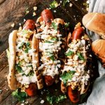 Grilled Andouille Sausage Hot Dogs with Elote Topping - Dad With A Pan