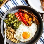 Bacon Quinoa Breakfast Bowl with Roasted Veggies