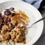 Creamy Maple Brown Sugar Oatmeal - two raspberries