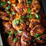 Marinated roast chicken and chorizo on vegetables | Photos & Food