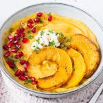 Butternut squash Soup with Pomegranate and Feta -