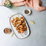 Herbed Tempeh Skewers with Spicy Peanut Sauce • Maddie Augustin