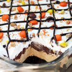 Reese's Pieces Peanut Butter Chocolate Lasagna - Sweet Spicy Kitchen