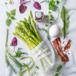 Asparagus salad with spring herbs & poached egg