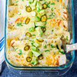 the BEST Green Chili Chicken Enchiladas ( with homemade white enchilada  sauce)