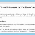 How to Remove “Proudly Powered by WordPress” from Footer?