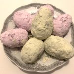 Easter theme] colorful disguised “dinosaur eggs”- butter pecan meltaways  [復活節主題]奶油胡桃雪球餅乾做成的彩色偽裝恐龍蛋– Irene's movable feast