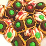 Holiday Pretzel Treats - Pretzels, Hershey Kiss Candies and M&M's