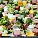 simple sheet pan sweet Italian sausage and vegetables