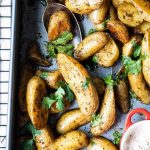Roasted Fingerling potatoes with chipotle crema - Foodness Gracious