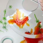Home Improvement US Elegant Goldfish Painting Bathroom Clear Glass Basin  Sink Brass Mixer Faucet Plumbing & Fixtures