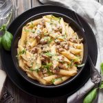 Creamy, Cheesy Italian Sausage and Basil Penne | Foodtasia