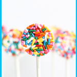 Easy sprinkle chocolate pops for birthday or rainbow parties.