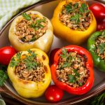 Stuffed Bell Peppers with Brown Rice and Chickpeas in a Creamy Vegan  Indian/ Mediterranean Curry Sauce – Animagus Eats