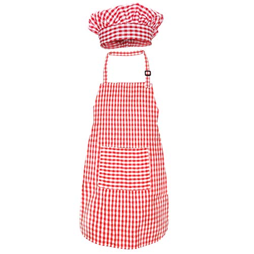 Kids Apron and Chef Hat Set, Cute Children Baking Gingham Aprons wit ...