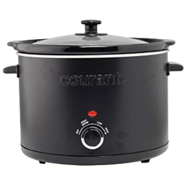 Courant Slow Cooker 5.5 Quart Crock with Easy Cooking Options, Dishwasher Safe Pot and Glass Lid, Matte Black