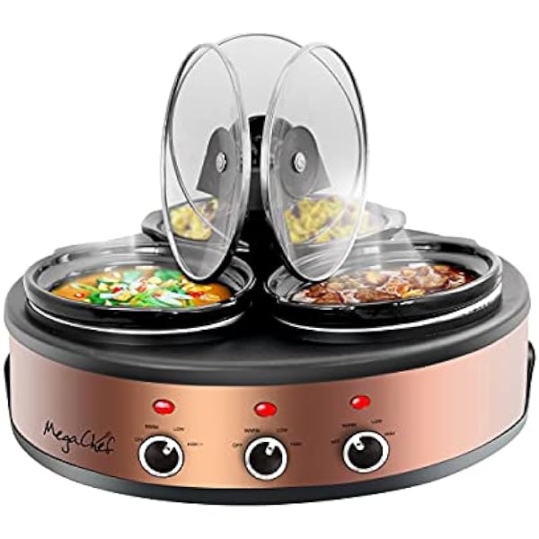 MegaChef Round Triple 1.5 Quart Slow Cooker and Buffet Server