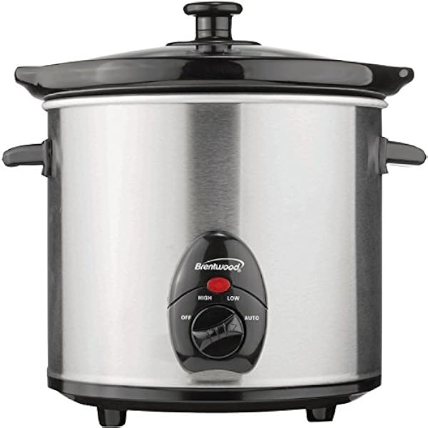 Brentwood SC-130S Slow Cooker Stainless Steel Body 3-Quart